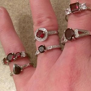 Natural Garnet 14k Gold over Italian Silver Rings